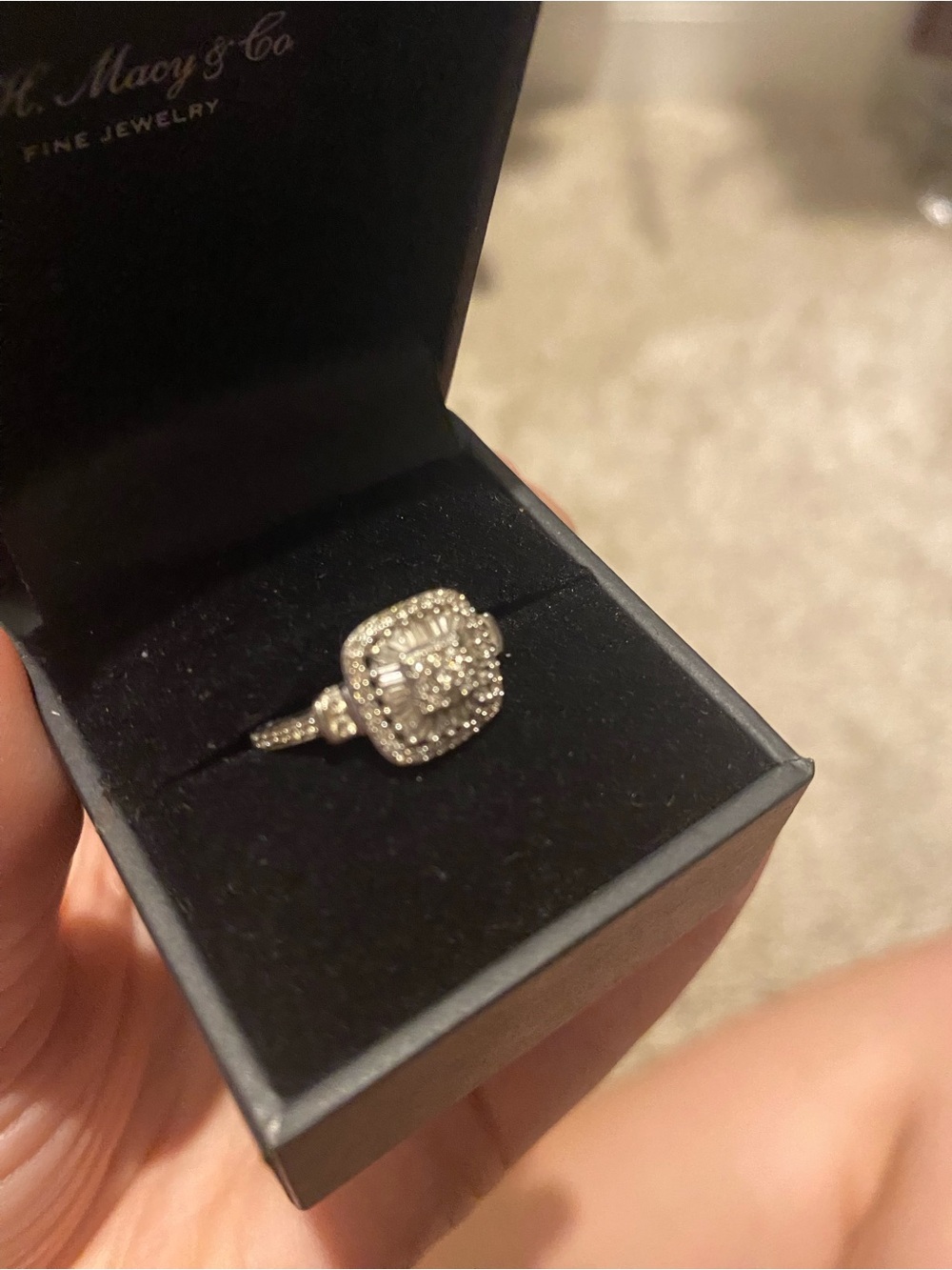 Macy's Silver-Tone Diamond Halo Cluster Ring